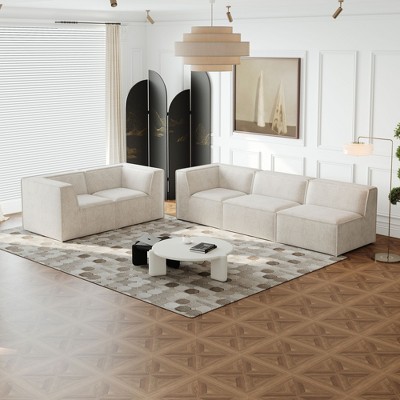 106*106" Chenille Modular L-Shaped Sectional Sofa, Luxury Floor Couch Set, Upholstered Indoor Furniture