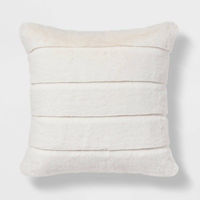 Square Faux Fur Channeled Decorative Throw Pillow - Threshold™