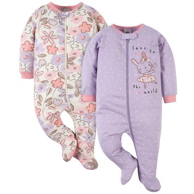 Gerber Baby Girls' Long Sleep Sleep 'N Plays, 2-Pack
