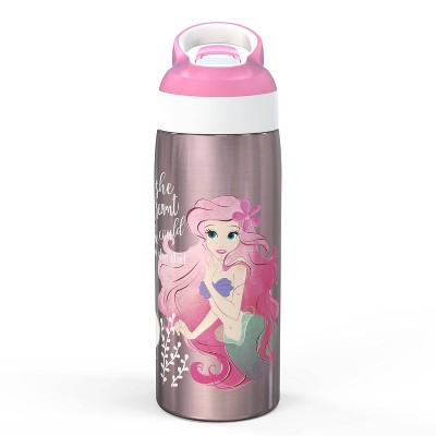19oz Stainless Steel Double Wall Water Bottle - Zak Designs: Kids Disney Princess, Pink, Dishwasher-Safe, Cold Beverages