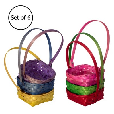 Wickerwise Set of 6 Decorative Baskets in Assorted Colors - Perfect for Easter, Trick or Treat, Flower Girl, Parties, and More