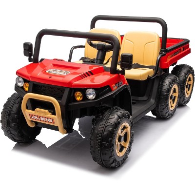 24V 2-Seater Ride On Dump Truck for Kids,4WD Electric UTV,with 6 Wheels,Remote Controlfor Kids Aged 3-5 Years