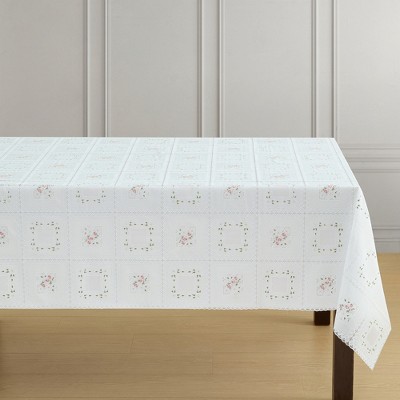 Floral Lace-Inspired 3-Yard Cut-to-fit Vinyl Tablecloth/Table Protector - White - 54x108 - Elrene Home Fashions
