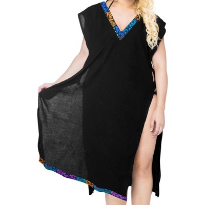 LA LEELA Women's Summer Loose Vacation Beachwear Swim Suit Bohemian Bathing Suit Cover Ups