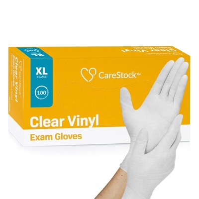CareStock Vinyl Exam Gloves - Ultra-Strong with Slip-Resistant Textured Grip - Disposable Powder-Free Medical Gloves for Cooking & Healthcare