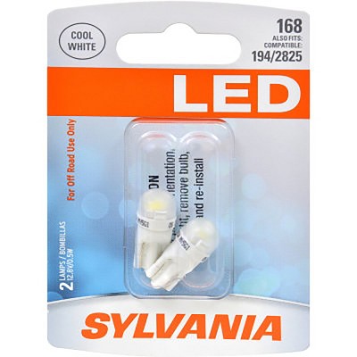SYLVANIA 168 T10 W5W White LED Bulb, (Contains 2 Bulbs)