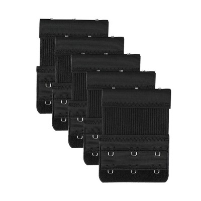 Allegra K Women's Stretchy Replacement Bra Strap Extender 2 Rows 3 Hooks 5 Pcs Black
