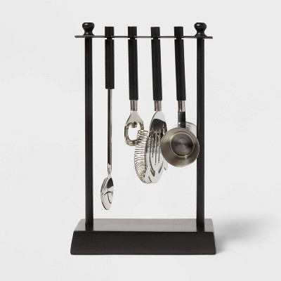 5pc Stainless Steel Bar Tool Set Black - Threshold™: Nonslip Base, Traditional Barware, Hand Wash, Powder-Coated Finish