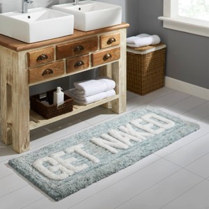 VCNY 24"x60" Home Get Naked Statement Bath Rug Teal Blue - 1 of 4