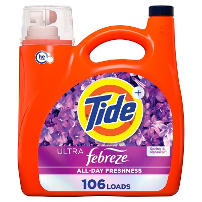 Tide Plus Febreze Spring & Renewal High Efficiency Liquid Laundry Detergent Soap