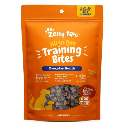 Zesty Paws Peanut Butter Flavor For Puppies and Adult Dogs with  Omega-3 EPA & DHA Fatty Acids All-in-One Training Chewy Dog Treats- 8oz