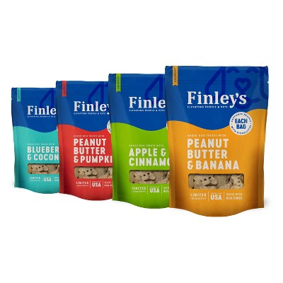 Finley's All Natural Variety Pack with Peanut Butter, Banana,Apple, Cinnamon,Coconut and Pumpkin Biscuit Dog Treats - 4pk/48oz