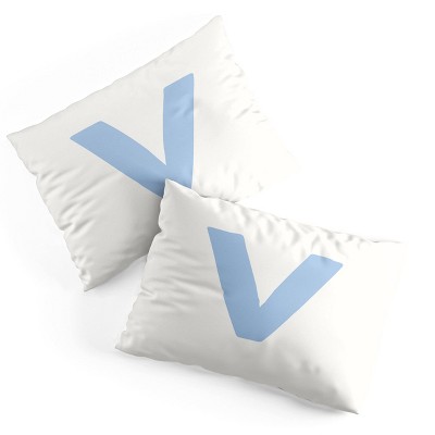 Deny Designs Standard April Lane Art Block Blue Monogram V Microfiber Printed Pillow Sham
