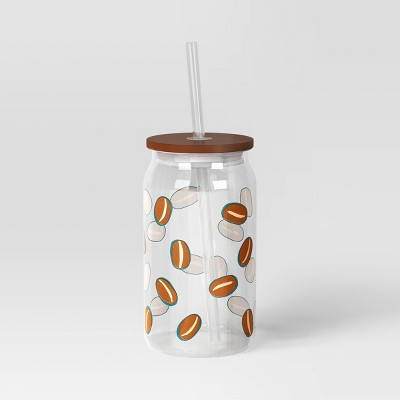 14.5 fl oz Glass Straw Tumbler Coffee Beans - Room Essentials™