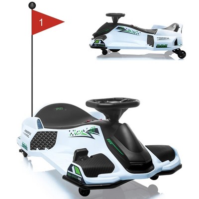 24V Ride on Drift Car, Kids Electric Drifting Go-Kart High/Low Variable Speed, Music,Front+Tail LED Light,Low-Power Alarm