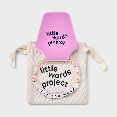 Little Words Project Valentine's Day Love You More Beaded Bracelet - Peach Orange/Cream