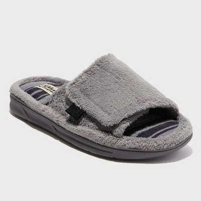dluxe by dearfoams Men's Adjustable Terry Slides Slippers - Gray