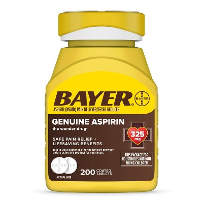 Bayer Genuine Pain Reliever 325mg & Fever Reducer Tablets - Aspirin (NSAID) - 200ct
