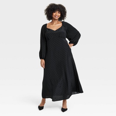 Women's Long Sleeve Crepe Maxi A-Line Dress - A New Day™
