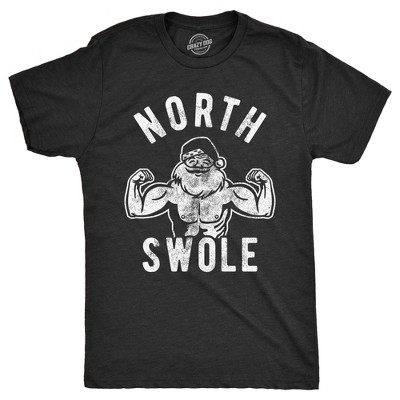 Mens North Swole T Shirt Funny Workout Santa Christmas Graphic Novelty Fitness Tee - Crazy Dog Men's T Shirt