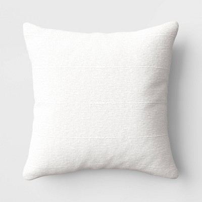 Textural Solid Square Throw Pillow Ivory - Threshold™: Cotton Weave, Indoor Decorative Cushion, No Closure