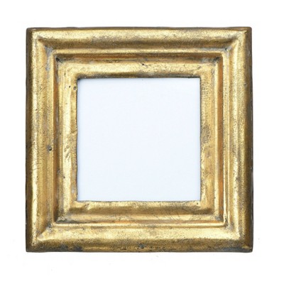Storied Home 3.5" x 3.5" Square Picture Single Frame Antique Gold: Modern Style, Metal, Tabletop Display