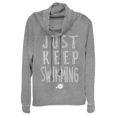 Juniors Womens Finding Dory Keep Swimming Cowl Neck Sweatshirt