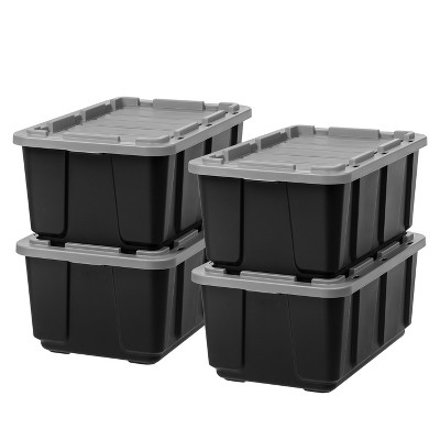 IRIS USA 27Gal/108Qt Large All-Weather Heavy-Duty Stackable Storage Plastic Bin Tote Container with Quick Snap Lid