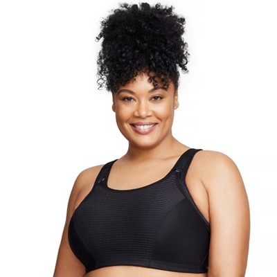 Glamorise Womens Custom Control Sports Wirefree Bra 1166 Solid Black