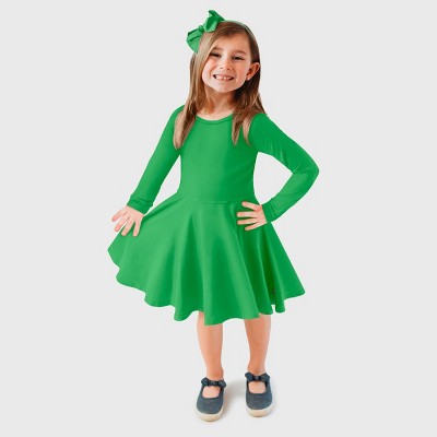 City Threads Girls Soft Jersey 100% Cotton Long Sleeve Skater Dress - USA-Made Twirly Dress for Toddlers/Kids