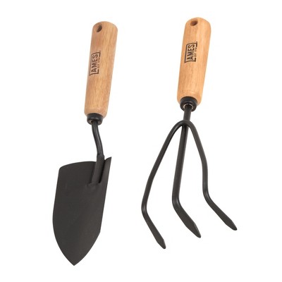 2 Piece Hand Tool Wood Handle Trowel and Cultivator Kit - Ames