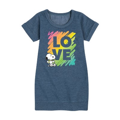 Peanuts Rainbow Love Scribble  - Heather Navy - Small