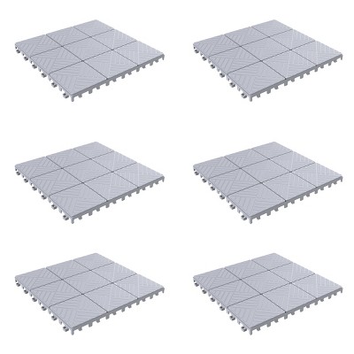 Deck Tiles - 6-Pack Polypropylene Interlocking Patio Tiles - Weather-Resistant Outdoor Flooring for Balcony, Porch, and Garage by Pure Garden (Gray)