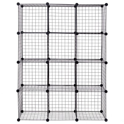 Costway 12 Cube Grid Wire Organizer Wardrobe Shelves Bookcase DIY
