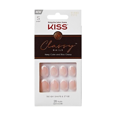 KISS Products Classy French Tip Press-On Fake Nails - Short Oval - Exclusive Only - 28ct