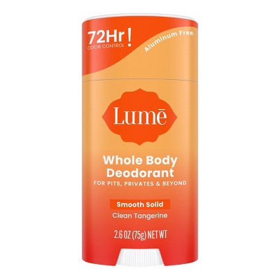 Lume Whole Body Women's Deodorant - Smooth Solid Stick - Aluminum Free  - Clean Tangerine Scent - 2.6oz