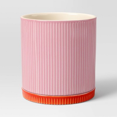10% Recycled Ceramic Fluted Ribbed Planter with Shiny Glaze Finish - Room Essentials™