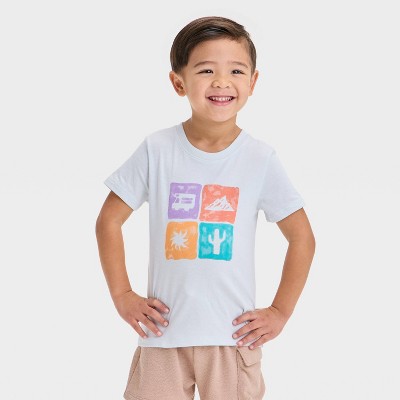 Toddler Boys' Short Sleeve Camping Icons Graphic T-Shirt - Cat & Jack™ Light Gray