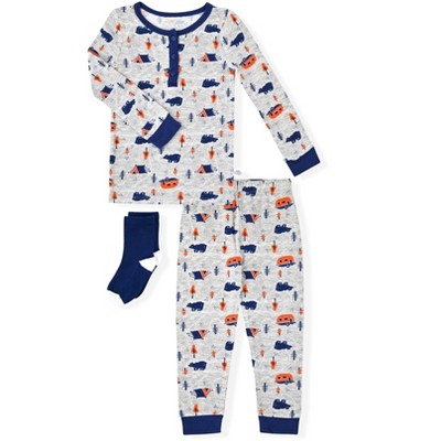 Sleep On It Infant & Toddler Boys 2-Piece Super Soft Jersey Snug-Fit Pajama Set with Matching Socks