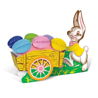 Beistle Vintage Easter Bunny w/Cart, 10.5", (2/Pkg) Multicolored