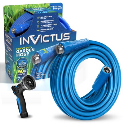 Invictus Heavy Duty Garden Hose with 10-Function Spray Nozzle – Lightweight, Kink-Free, 400 PSI High Pressure Hose