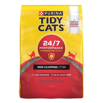 Purina Tidy Cats 24/7 Performance Non-Clumping Cat & Kitty Litter for Multiple Cats- 25lbs