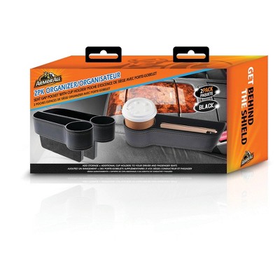 Armor All 2pk Cup Holders and Organizer: Automotive Seat Organizer, Car Cup Holder with Tray, Black