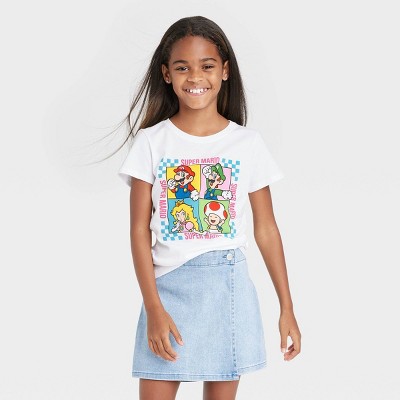 Girls' Nintendo Super Mario Short Sleeve Graphic T-Shirt - White