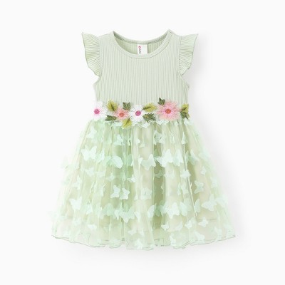 PATPAT Girl's Tulle Dress Tutu Party Birthday Poster Formal Fancy Flower Princess Dresses