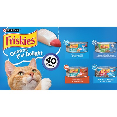 Friskies Oceans of Delight Fish Flavor Wet Cat Food - 5.5oz/40ct Variety Pack
