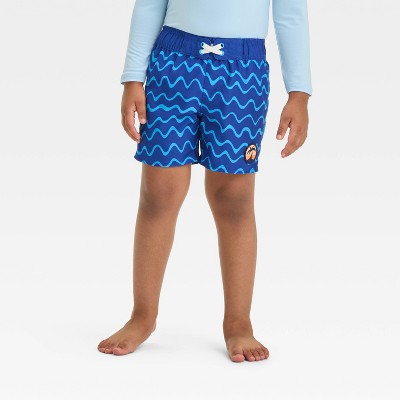 Toddler Boys' Wave Swim Board Shorts With Patch - Cat & Jack™ Dark Blue