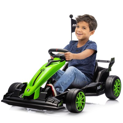 24V Kids Ride on Go Kart, 7.5mph Variable High Speed Drifting Car, 7ah Battery 200W*2 Motors, Power Display Racing Toy for for 6+