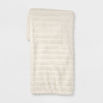 Textured Faux Fur Reversible Throw Blanket - Threshold™
