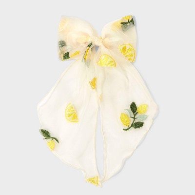 Chiffon Lemon Bow Hair Barrette - A New Day™ Ivory/Yellow: Food Pattern, Hair Styling, All Hair Types